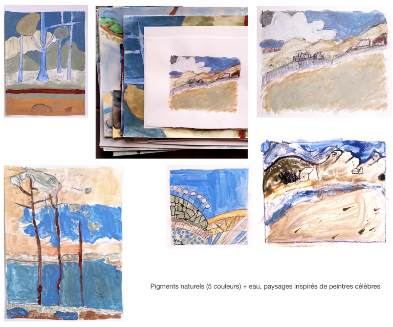 Atelier de peinture pour enfants, à partir de pigments naturels : paysages